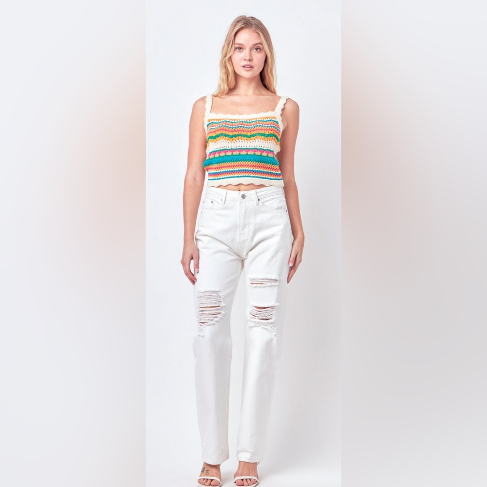 Crochet colorful knit top